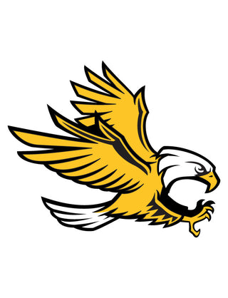 A temporary tattoo of a gold and black flying eagle.