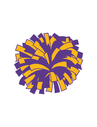 A purple and gold pom-pom shaped temporary tattoo