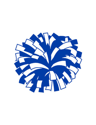 A royal blue and white pom-pom shaped temporary tattoo