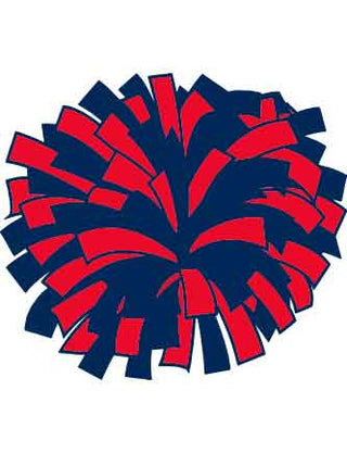 A temporary tattoo featuring a red and navy blue pom-pom design.