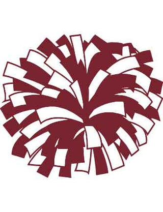 A maroon and white pom-pom shaped waterless temporary tattoo.