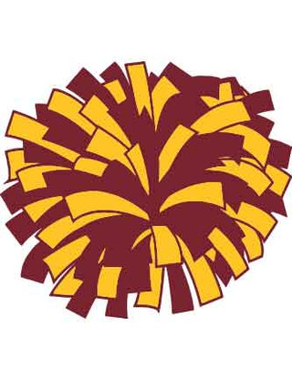 A temporary tattoo featuring a maroon and gold pom-pom design.