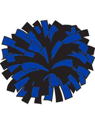 A temporary tattoo featuring a blue and black pom-pom design.