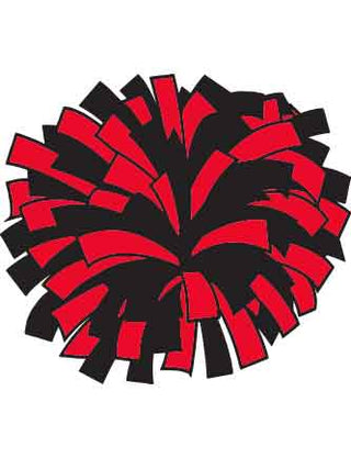 A temporary tattoo featuring a black and red pom-pom design.