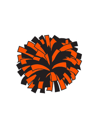A black and orange pom-pom shaped temporary tattoo