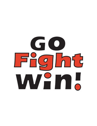 Temporary tattoo with the text 'GO Fight Win' in red and black colors
