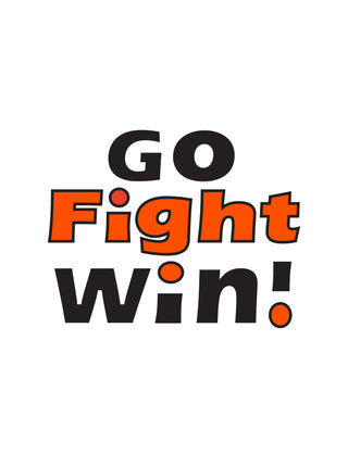 Temporary tattoo with the text 'GO Fight Win' in black and orange colors