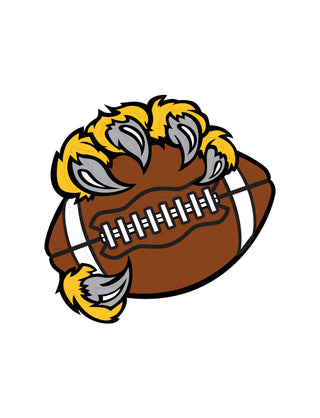 A temporary tattoo featuring a football with a clawed paw print design.