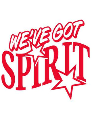 A red temporary tattoo with the text 'WE'VE GOT SPIRIT' and a star symbol.