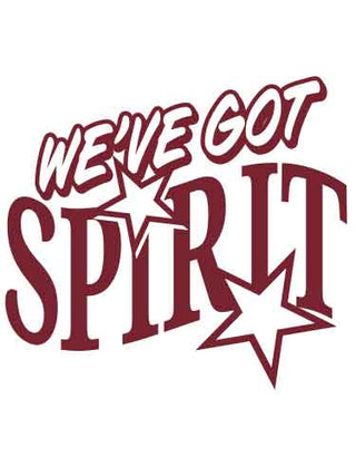 Temporary tattoo with the text 'WE'VE GOT SPIRIT' in maroon color.