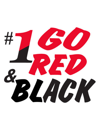 Temporary tattoo with text '#1 GO RED & BLACK' in red and black colors