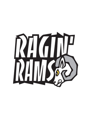 A temporary tattoo featuring the text 'RAGIN RAMS' with a graphic of a ram's head beside it.