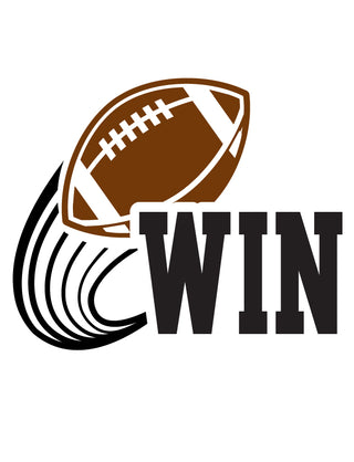 A temporary tattoo featuring a football and the word 'WIN' in bold lettering.