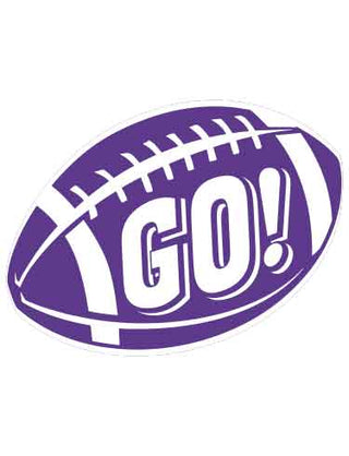 A purple waterless tattoo in the shape of a football with the text 'GO!' displayed.