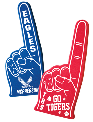a set of custom printed #1 foam fingers