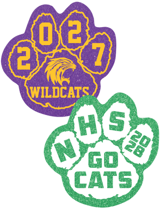 a set of custom printed foam paw print spirit wavers