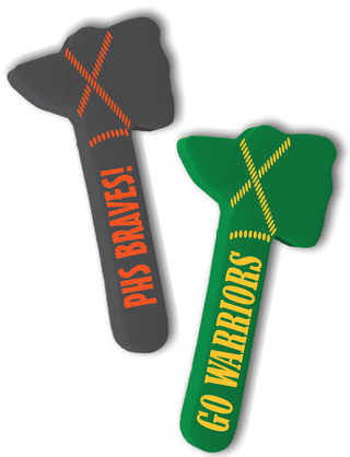 a set of custom printed foam tomahawk spirit wavers