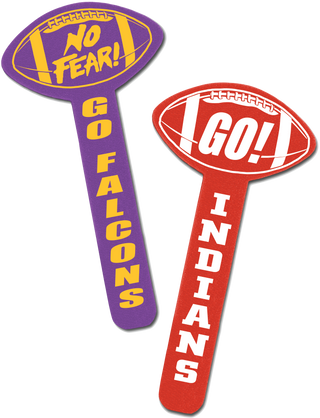 a set of custom printed foam football spirit wavers