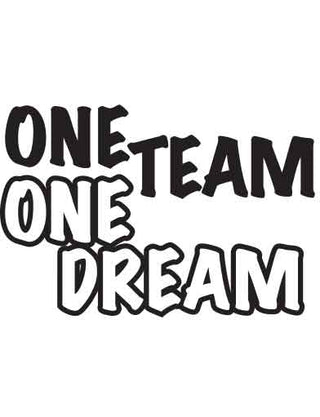 Temporary tattoo with the text 'ONE TEAM ONE DREAM' in bold black letters.