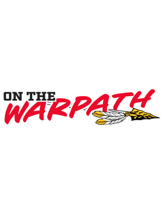 Temporary tattoo strip with the text 'ON THE WARPATH' and an image of a spear, designed for use on the skin.