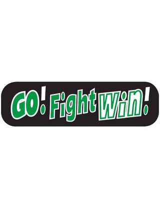 A black temporary tattoo with the words 'GO Fight Win' in green and white.