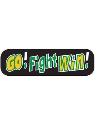 A temporary tattoo with the phrases 'GO Fight Win' in green and yellow colors on a black background.