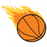 Temporary tattoo of a flaming basketball