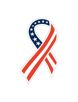A waterless tattoo featuring a ribbon design with stars and stripes, reminiscent of the American flag.