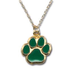 Gold Paw Necklace - Green