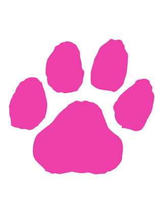 A pink paw print temporary tattoo on a white background.