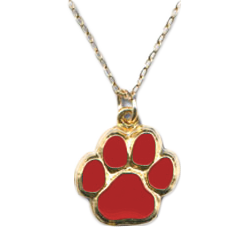 Gold Paw Necklace - Red