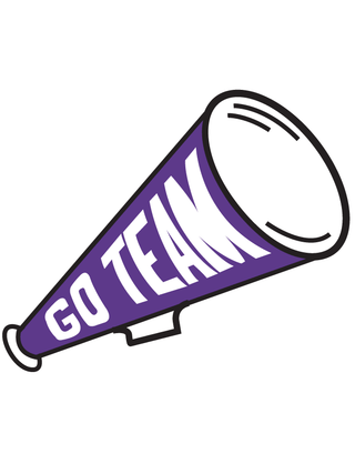 Purple “Go Team” Megaphone Temporary Tattoo