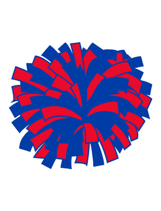 A blue and red pom-pom temporary tattoo