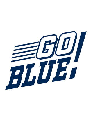 navy blue temporary tattoo design that says go blue!